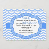 Oh Baby Blue Zickzack Baby Dusche Einladung (Vorne/Hinten)