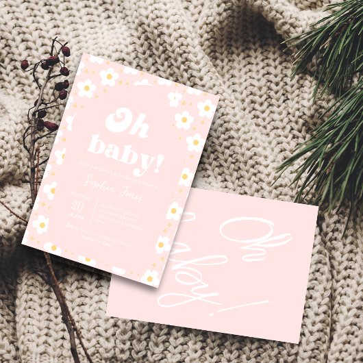 Oh, Baby! Blush Pink Bloral Baby Dusche Einladung