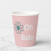 Oh Baby Blush Pink Floral Daisy Paper Cups Pappbecher (Vorderseite)