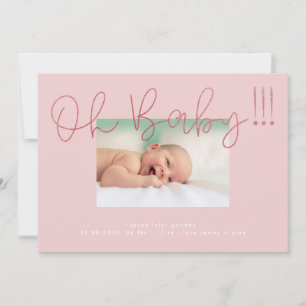 Oh Baby Blush Pink Foil modern Funky Fun Baby Ankündigung