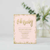 Oh Baby Blush Pink Gold Glitzer Babydusche Einladung (Stehend Vorderseite)
