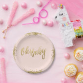 Oh Baby Blush Pink Gold Glitzer Babydusche Pappteller (Party)