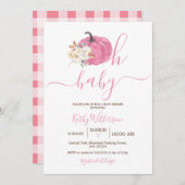 Oh Baby Blush Pink Pumpkin Floral Baby Dusche Einladung (Vorne/Hinten)
