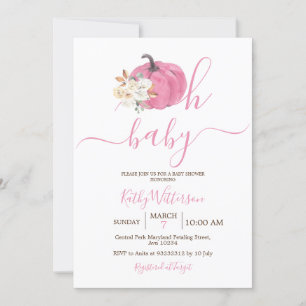 Oh Baby Blush Pink Pumpkin Floral Baby Dusche Einladung