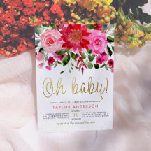 Oh Baby Blush Pink & Red Floral Baby Girl Dusche