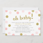 Oh Baby Blush Pink und Gold Baby Dusche Einladung (Vorderseite)