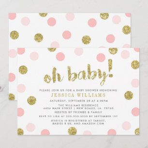 Oh Baby Blush Pink und Gold Baby Dusche Einladung