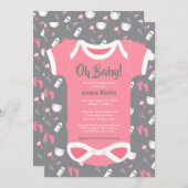 Oh, Baby! Bodysuit Mädchendusche Einladung (Vorne/Hinten)