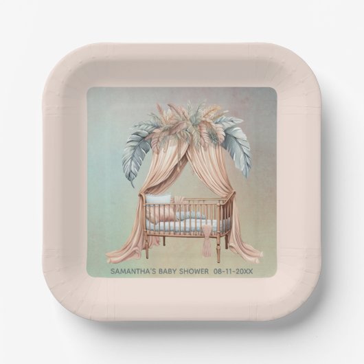 Oh Baby Boho Babydusche Pappteller (Vorderseite)