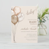 Oh Baby Boho Ballon Gender Neutral Baby Dusche Einladung (Stehend Vorderseite)