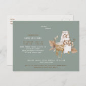 Oh Baby Boho Bassinet Sage Virtual Dusche Ankündigungspostkarte (Vorne/Hinten)