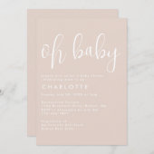 Oh Baby Boho Beige Gender Neutral Baby Dusche Einladung (Vorne/Hinten)