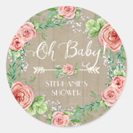 Oh Baby BOHO Bohemisch Floral Babys Atmen Rustikal Runder Aufkleber