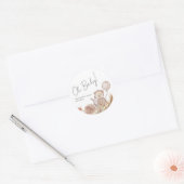 Oh Baby Boho Botanical mit Sweet Bear Baby Dusche Runder Aufkleber (Umschlag)