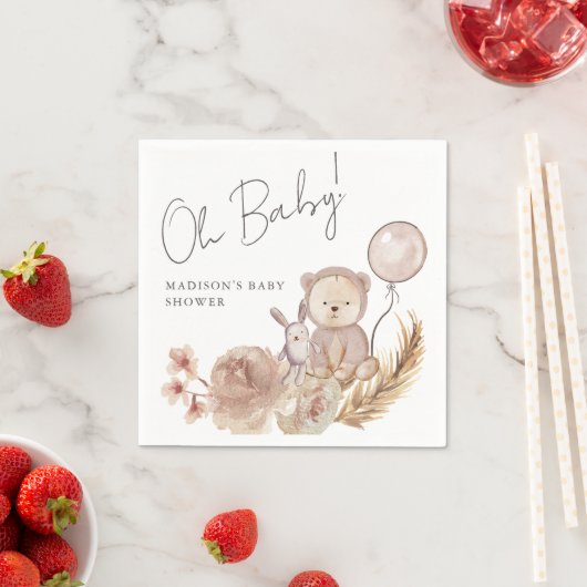 Oh Baby Boho Botanical mit Sweet Bear Baby Dusche Serviette (Beispiel)
