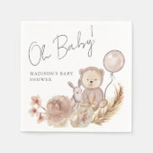 Oh Baby Boho Botanical mit Sweet Bear Baby Dusche Serviette (Vorderseite)