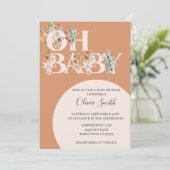 OH BABY Boho Floral Baby Dusche Einladung (Stehend Vorderseite)
