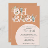 OH BABY Boho Floral Baby Dusche Einladung (Vorne/Hinten)