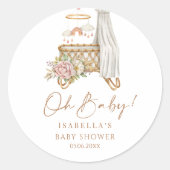 Oh Baby Boho Floral Crib Bassinet Baby Dusche Runder Aufkleber (Vorderseite)