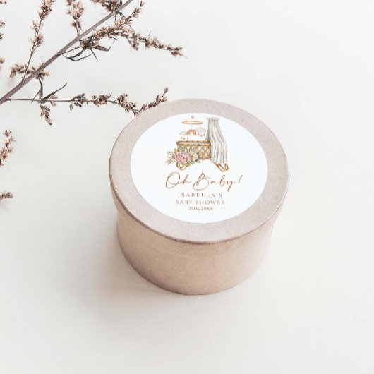 Oh Baby Boho Floral Crib Bassinet Baby Dusche Runder Aufkleber