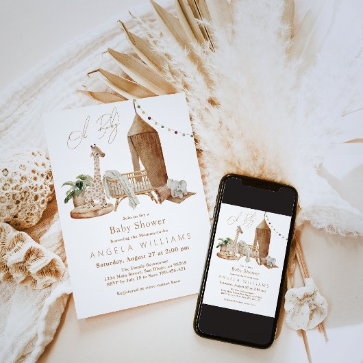 Oh Baby Boho Gender Neutral Baby Dusche Einladung