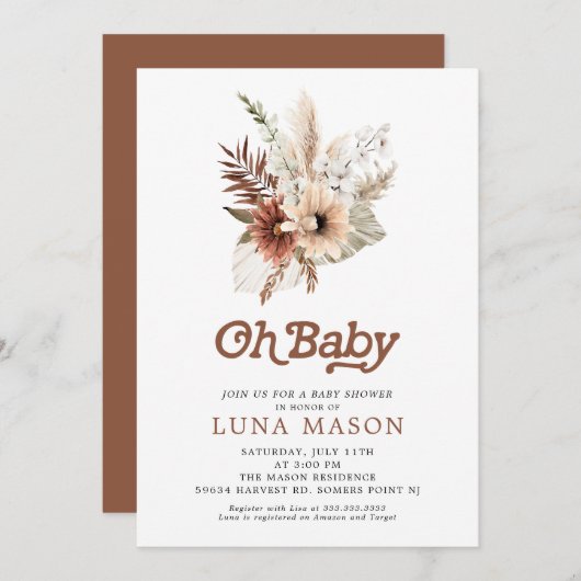 Oh Baby Boho Gender Neutral Baby Shower Einladung (Vorne/Hinten)