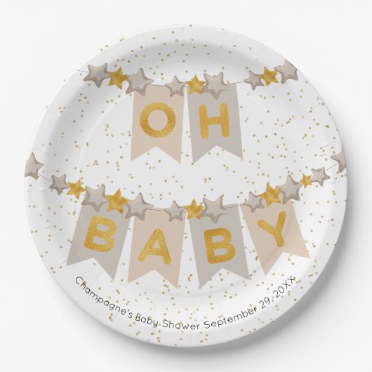 Oh Baby Boho Jagd Flags Baby Dusche Pappteller (Vorderseite)