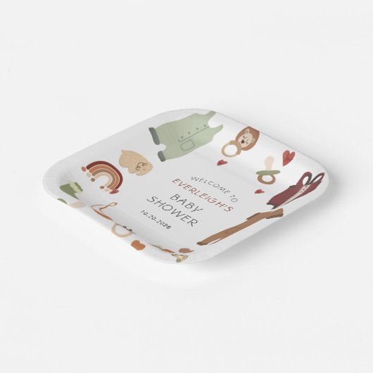 Oh Baby Boho Kleidung Toys Boy Baby Dusche Pappteller (Gewinkelt)