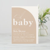 Oh Baby Boho Moderne einfache Babydusche Einladung (Stehend Vorderseite)