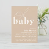 Oh Baby Boho Moderne einfache Babydusche Einladung (Stehend Vorderseite)