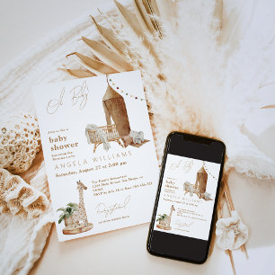 Oh Baby Boho Moderne neutrale Babydusche Einladung