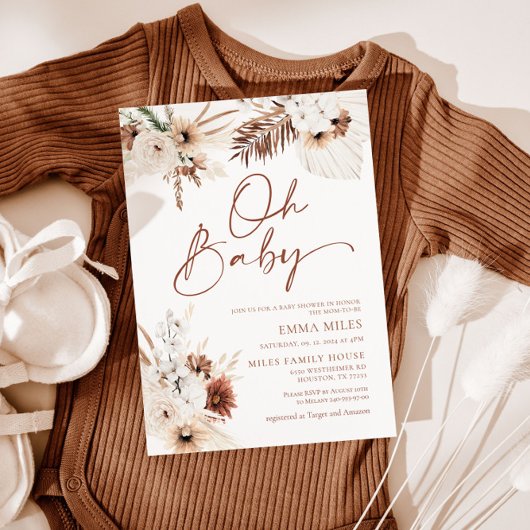 Oh Baby Boho Pampas Babydusche Einladung