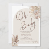 Oh Baby Boho Pampas Grass Neutral Baby Dusche Einladung (Vorderseite)
