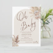 Oh Baby Boho Pampas Grass Neutral Baby Dusche Einladung (Stehend Vorderseite)