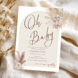 Oh Baby Boho Pampas Grass Neutral Baby Dusche Einladung