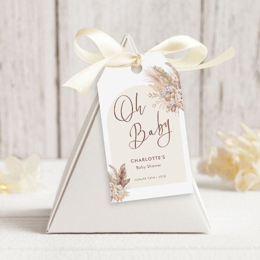 Oh Baby Boho Pampas Grass Neutral Baby Dusche Geschenkanhänger