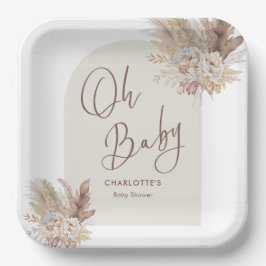 Oh Baby Boho Pampas Grass Neutral Baby Dusche Pappteller