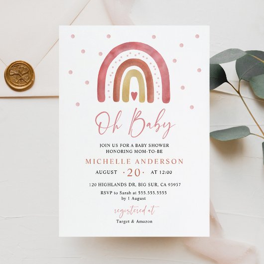 Oh Baby Boho Rainbow Baby Shower Einladung
