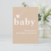Oh Baby Boho Simple Heart Baby Dusche Dankeskarte (Stehend Vorderseite)