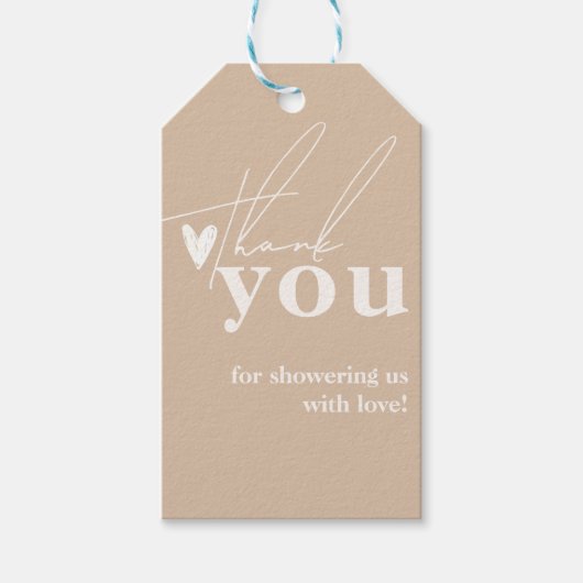 Oh Baby Boho Simple Heart Baby Dusche Geschenkanhänger (Vorderseite)