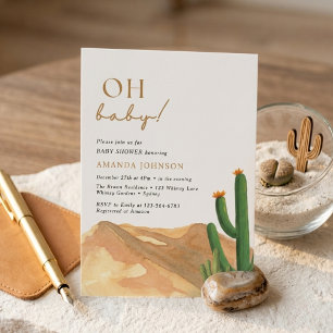 Oh Baby Boho Südwest-Wüsten-Kaktus-Baby-Party Einladung