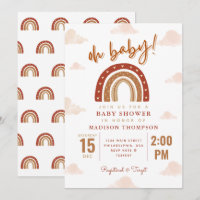 Oh Baby Boho Terracotta Rainbow Clouds Baby Dusche