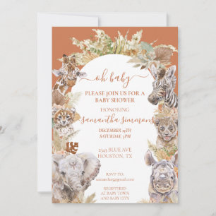 Oh Baby Boho Tropical Safari Jungle Animals Einladung