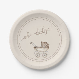 Oh Baby Boho Watercolor Babydusche Pappteller