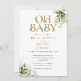 Oh Baby Botanical Greenerenery Gold Baby Dusche Einladung
