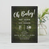 Oh Baby Boxwood Greenerenery Baby Shower Einladung (Stehend Vorderseite)