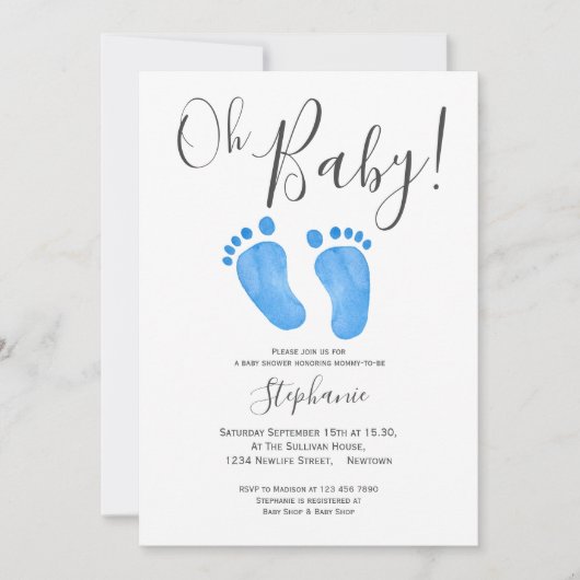 Oh Baby Boy Baby Dusche Einladung (Vorderseite)