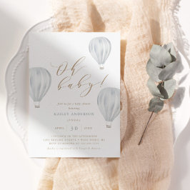 Oh Baby - Boy Baby Dusche Heißluftballon Einladung