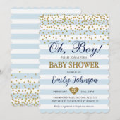 Oh Baby Boy Blue Gold Baby Dusche Einladung (Vorne/Hinten)