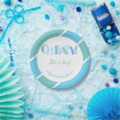 Oh Baby Boy Blue Modern Baby Dusche Pappteller (Party)
